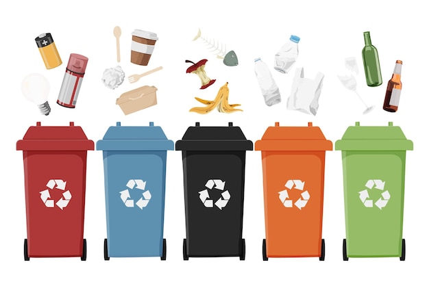 Resíduo classificado png caixas de reciclagem ilustração fundo transparente
