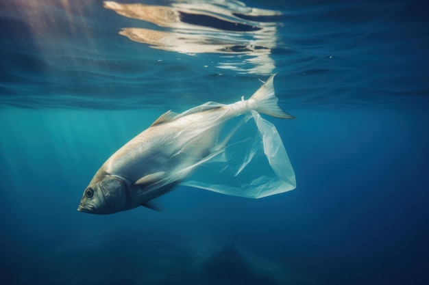 Residuos de bolsas de plástico de pescado de mar Generar Ai