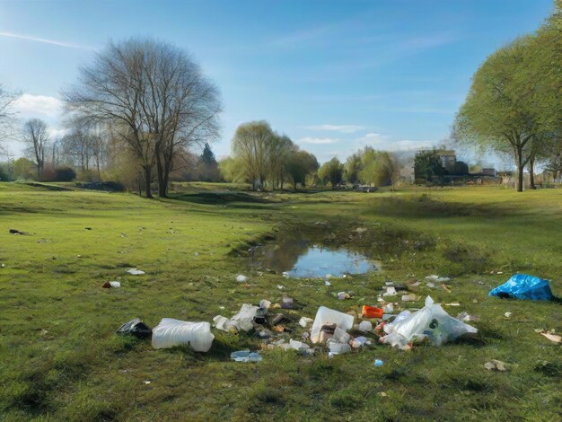 Resíduos plásticos em parques municipais