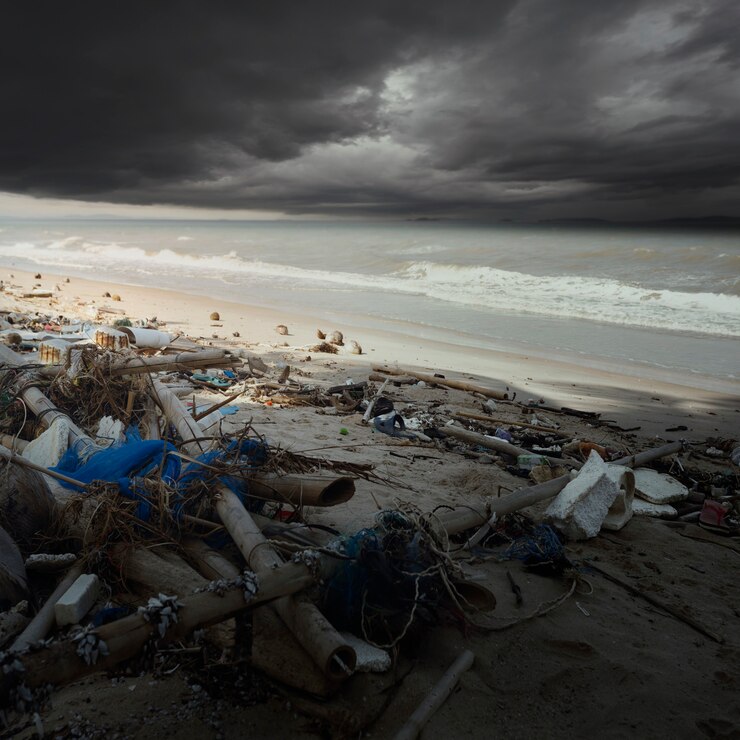 Foto residuos plásticos, fondo de concepto de vida ecológica / ambientalismo y conciencia plástica.
