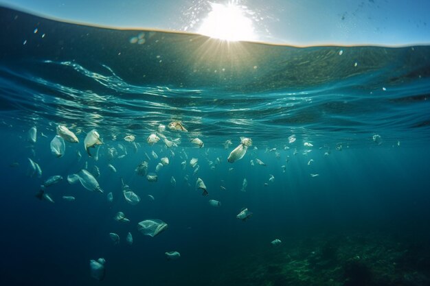 Foto resíduos plásticos nas profundezas do oceano