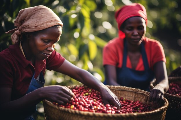 Foto las resilientes agricultoras del lago kivu cultivan café en las granjas cooperativas de ruanda