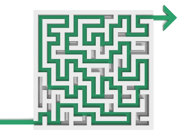 Resolvido o quebra-cabeça do labirinto. gráfico renderizado por computador para o conceito de negócio