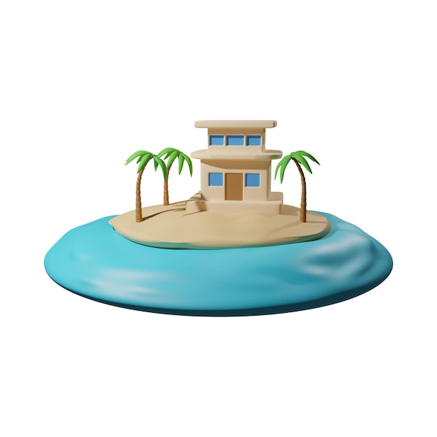 Resort am Strand 3D-Symbol