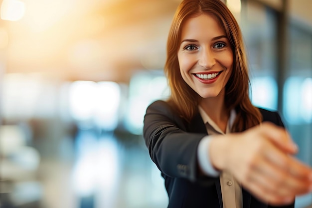 Foto respeito mútuo nos negócios um aperto de mão confiante das mulheres