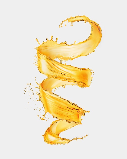 Foto respingo amarelo em forma de espiral isolada em um fundo branco