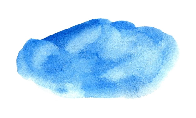 Respingo azul aquarela nuvem backgrund isolado no branco