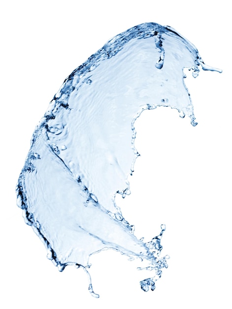 Respingo bonito de alta resolução de água azul fresca isolado no fundo branco