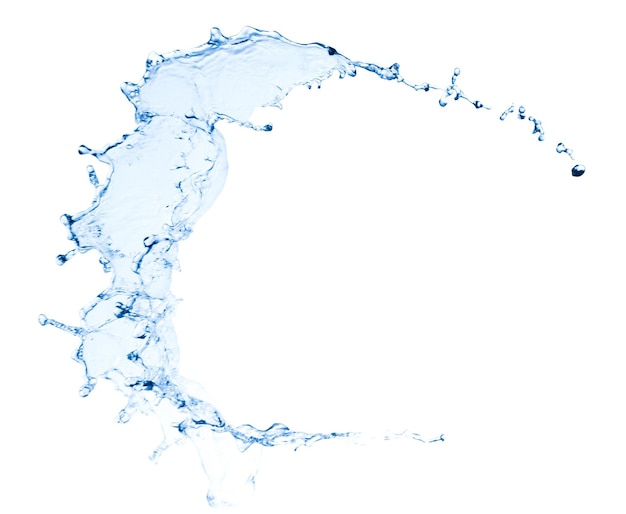 Respingo bonito de alta resolução de água azul fresca isolado no fundo branco