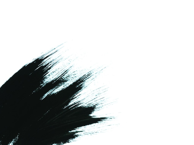 Respingo de aquarela preta em pano ou papel branco (lateral) na diagonal ou para cima, com espaço para cópia