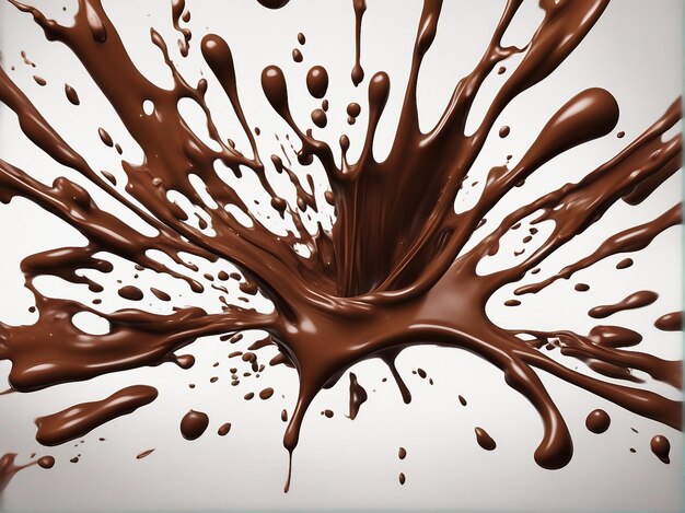 Respingo de chocolate realista derramando chocolate líquido
