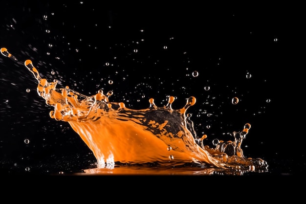 Respingo de laranja com a palavra água