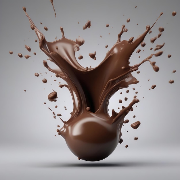 Foto respingo de leite com chocolate 3d realista