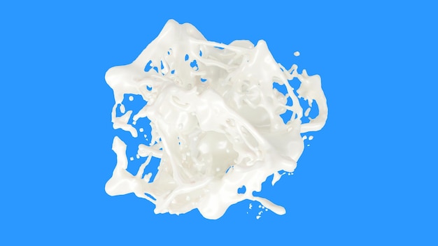 Respingo de leite com gotas isoladas na ilustração 3d de fundo