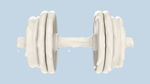 Respingo de leite em forma de haltere. 3d rendição, ilustração 3d.