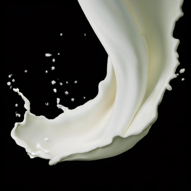 Respingo de leite isolado em background_ai_generated preto