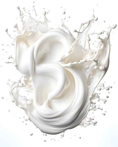 Respingo de leite ou creme isolado em um fundo branco de alta qualidade