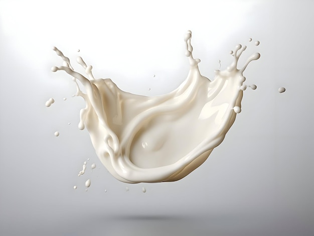 Respingo de leite ou creme isolado em um fundo branco de alta qualidade