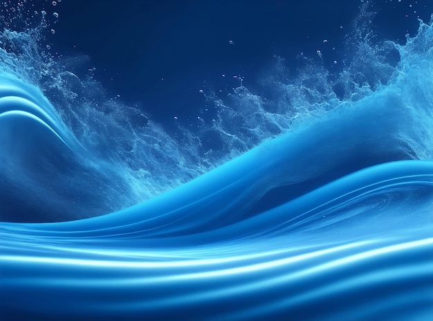 Respingo de onda fluindo azul ilustração de ia generativa