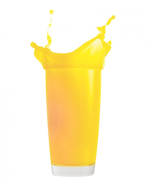 Respingo de suco de laranja em vidro