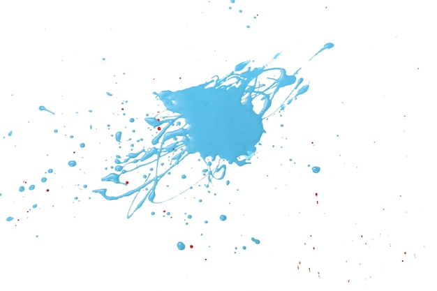 Foto respingo de tinta azul isolado em branco