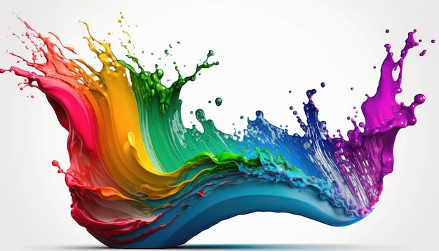 Respingo de tinta de onda de arco-íris colorido por Generative AI