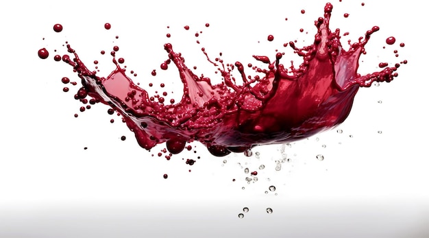 Respingo de vinho no fundo branco Espirrando merlot cabernet Salpicos brilhantes abstratos próximos Líquido
