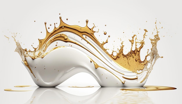 Respingos de água com gold.abstract fluid.generative ai.