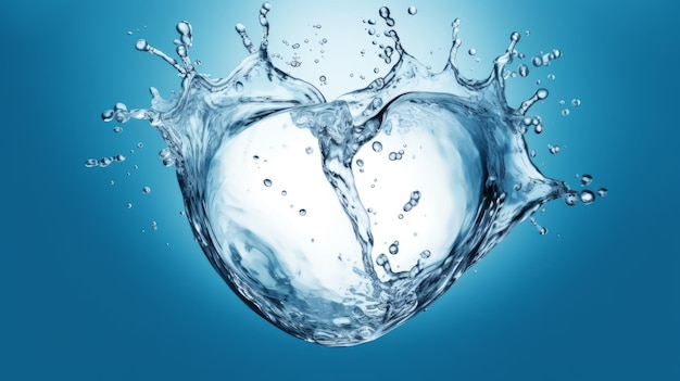 Respingos de água em forma de coração humano Amor de água Gotas e salpicos de água pura