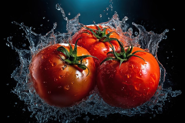 Respingos de água nos tomates Generative AI