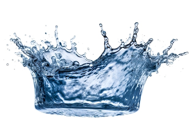 Respingos de líquido de água da coroa PNG transparente em um fundo branco