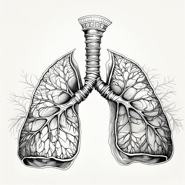Foto la respiración de la vida ilustración detallada de los pulmones humanos