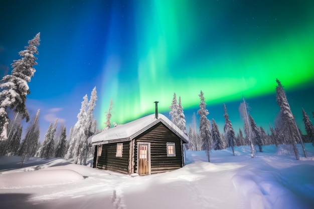 El resplandor etéreo de la aurora boreal crea una atmósfera de otro mundo alrededor de la encantadora