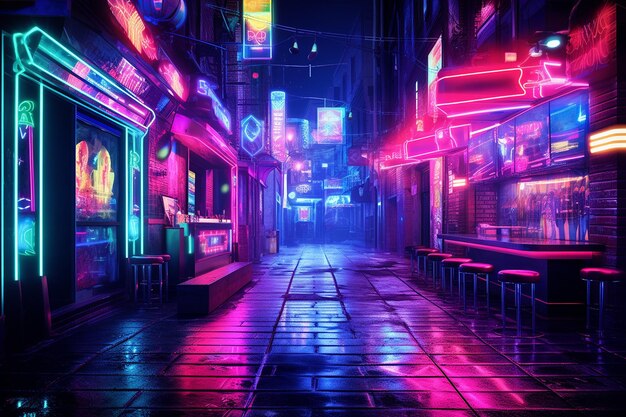 El resplandor fluorescente en la vida nocturna urbana