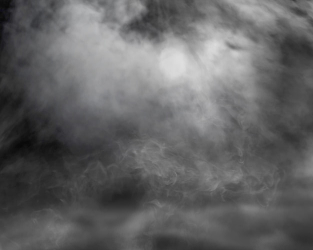 Resplandor de humo blanco en la oscuridad Niebla abstracta o fondo de humo