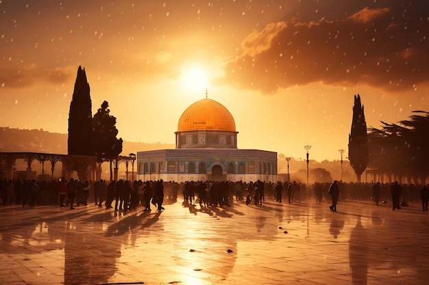 Resplandor místico La hora dorada de AlAqsaFotografía de la mezquita de AlAqsa