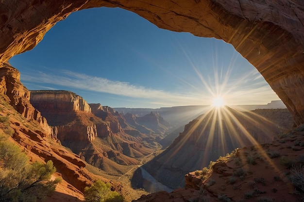 El resplandor del sol a través del majestuoso arco del cañón