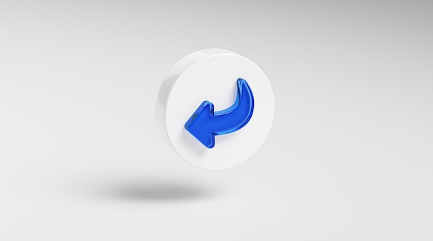 Responder botón de icono de cristal azul en el símbolo de la aplicación de círculo 3D Render