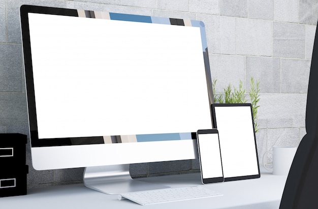 Foto responsive geräte auf dem desktop