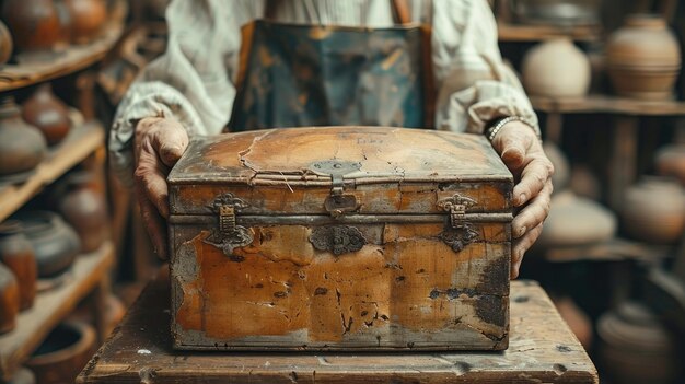 Foto restauradores de antigüedades trabajando meticulosamente en un taller que preserva la historia y la artesanía