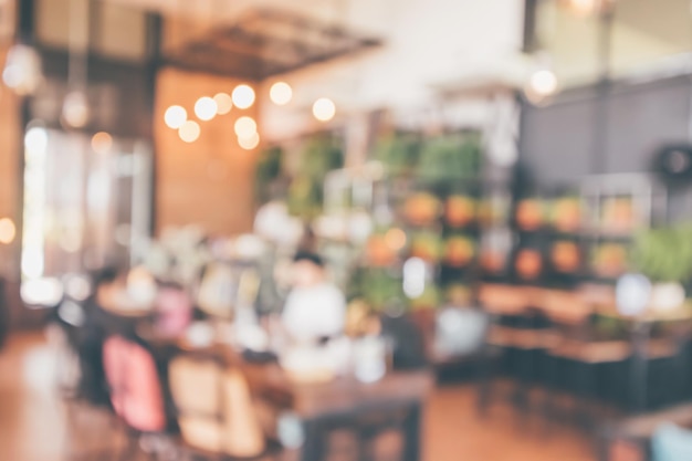 Restaurant-Café oder Café-Interieur mit abstraktem Bokeh-Licht im Vintage-Stil des Kunden für die Montage des Produktdisplayhintergrunds