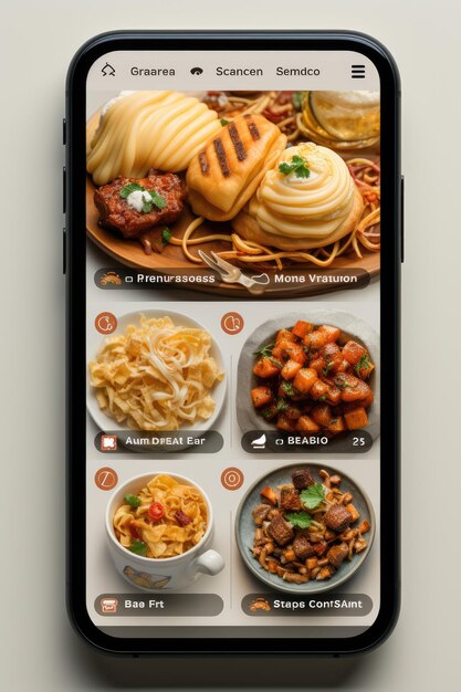 Foto restaurant food ordering app mockup gerar um mockup de ui amigável para um aplicativo de encomenda de comida