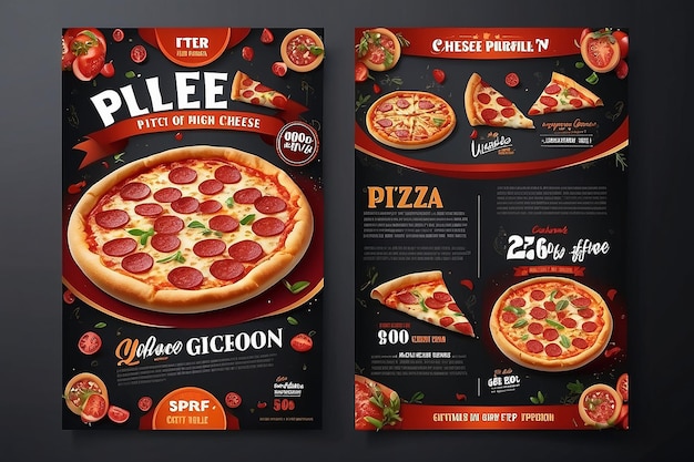 Restaurant-Geschenk-Gutschein-Flyer-Vorlage mit köstlicher Pepperoni-Käse-Pizza