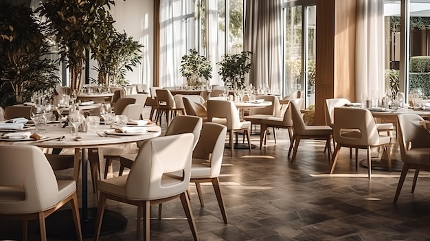 Restaurantbereich mit eleganten Tischen und Stühlen