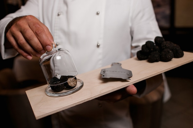 Restaurantchef Delikatesse Trüffel Essen Pilz