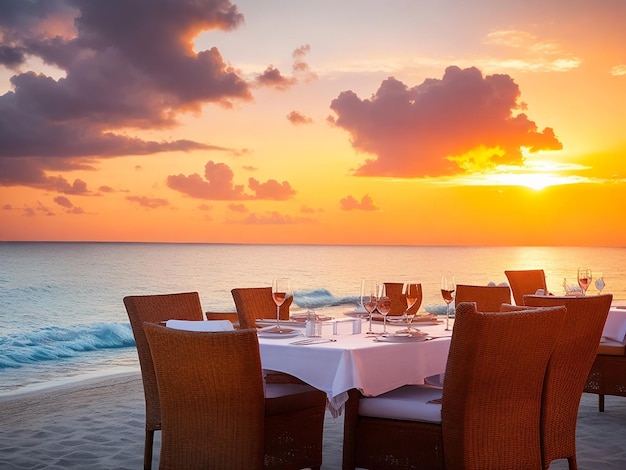 Restaurante al aire libre en la playa.