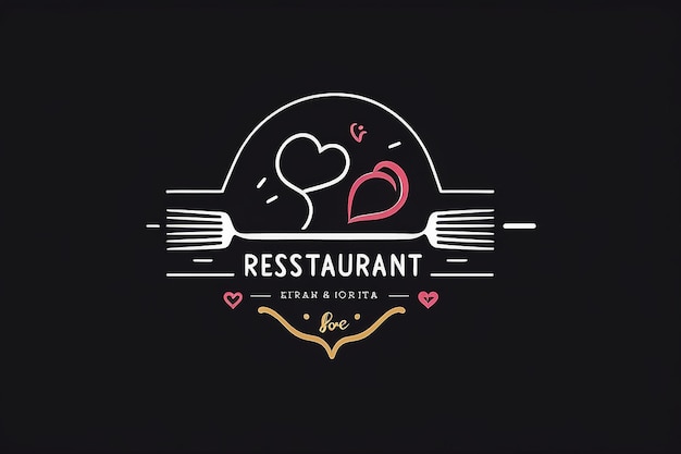 Foto restaurante amor e garfo com estilo de arte de linha modelo de design de logotipo vetor plano