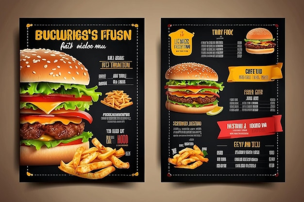 Restaurante Comida deliciosa Diseño de folletos Menú de hoy Comida china Cubierta de hamburguesa folleto de comida rápida