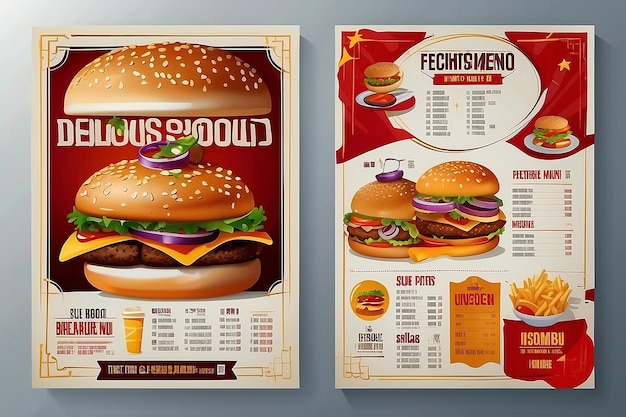 Foto restaurante comida deliciosa diseño de folletos menú de hoy comida china cubierta de hamburguesa folleto de comida rápida