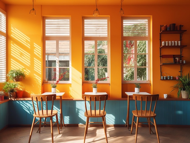 Restaurante de interior colorido